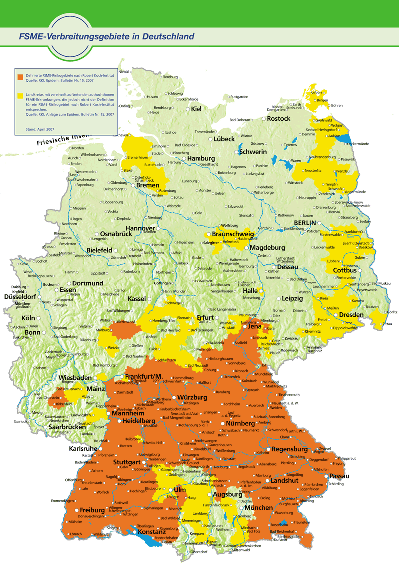 FSME-Verbreitungsgebiete in Deutschland